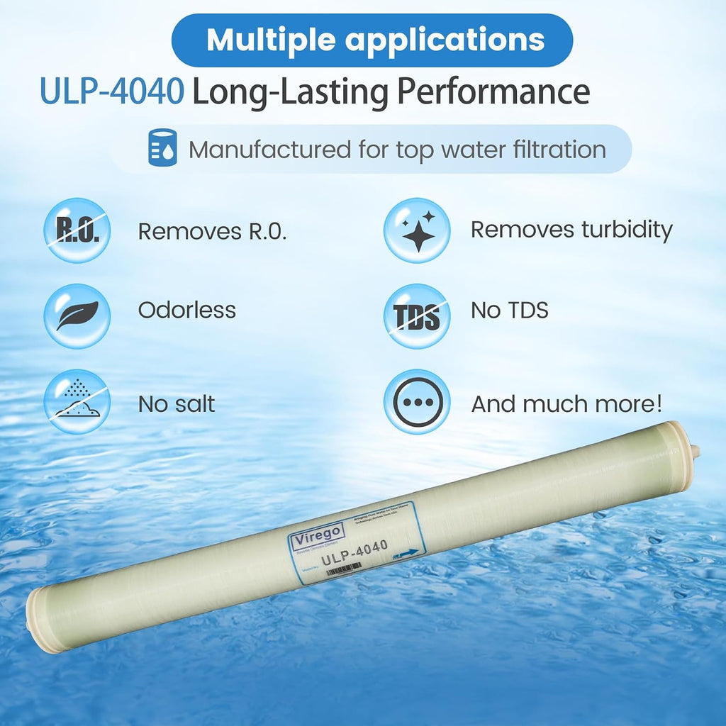 ULP-4040, 4040 ULP Membrane for Ultra Low Pressure Commercial Membrane, 2600GPD, TDS≤ 2000 ppm, Salt Rejection 99.3%, for Surfacewater, Groundwater, Tap and Municipal Water, NSF Certified