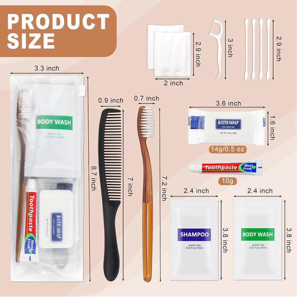 100 Sets Toiletry Kits Homeless Personal Hygiene Kit Bulk Homeless Care Package Supplies Travel Toiletry Kit Bulk for Men Women Charity Disposable Toiletry Kit(8-IN-1)