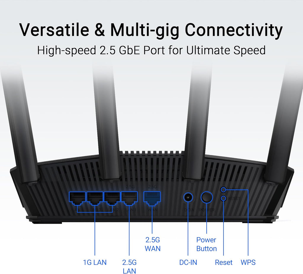 ASUS RT-BE59 Dual-Band WiFi 7 Router: Mesh-Compatible, 5000 Mbps, 2.5G Port, Parental Controls & VPNs, Advanced Network Security