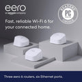 Amazon eero 6 mesh wifi system - Supports speeds up to 900 mbps, Coverage up to 4,500 sq. ft., Connect 75+ Devices, 3-pack (3 routers)