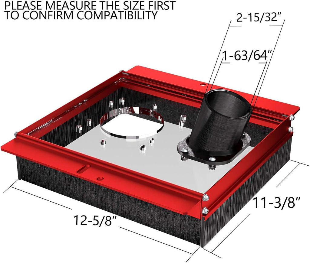 SpeTool Dust Collection Shroud for Slab Flattening Router Sled, 2-15/32' Dust Collection Interface Connect Dust Extractor, Slab Flattening Mill Accessories Compatible with Most Routers