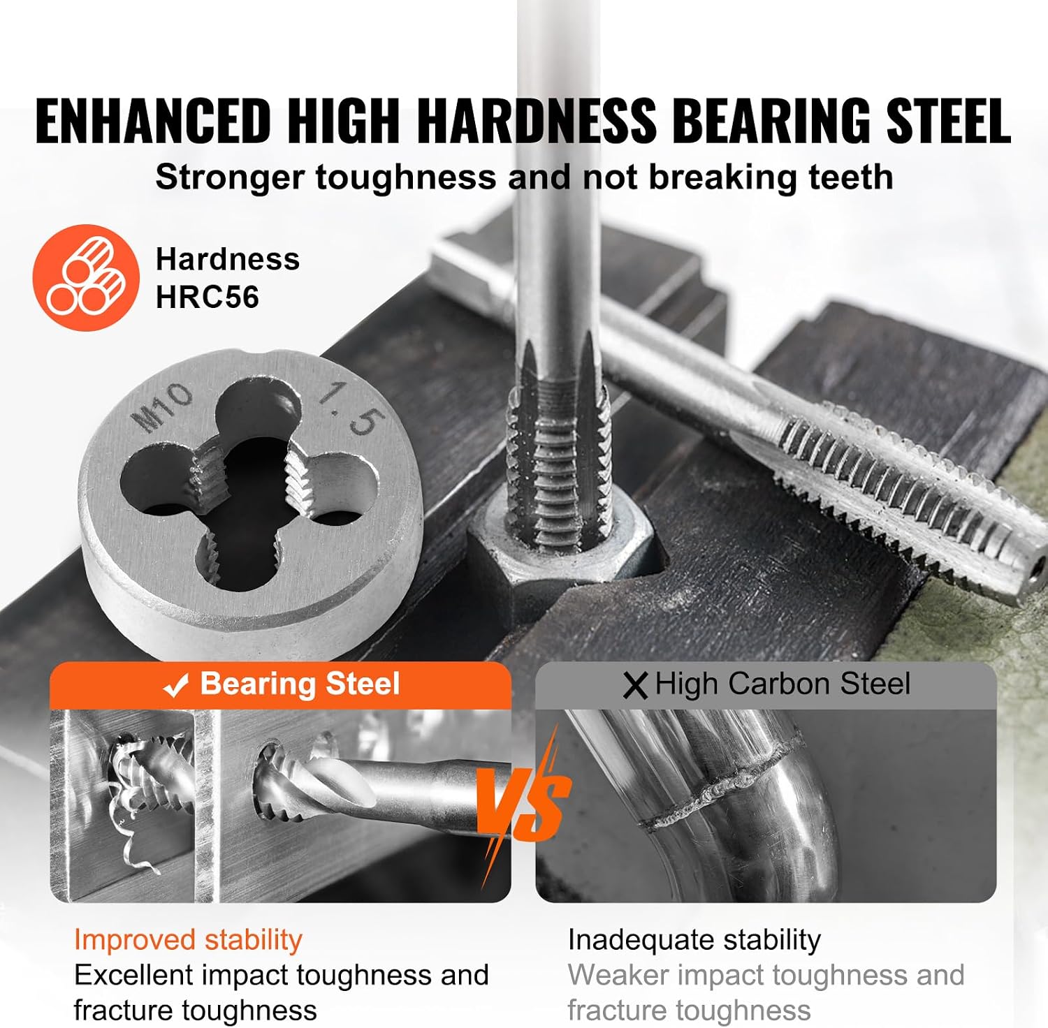 Happybuy 116-Piece Tap and Die Set, Metric & SAE, Bearing Steel Taps & Dies, Threading Tool for External & Internal Threads, Accessories & Storage Case