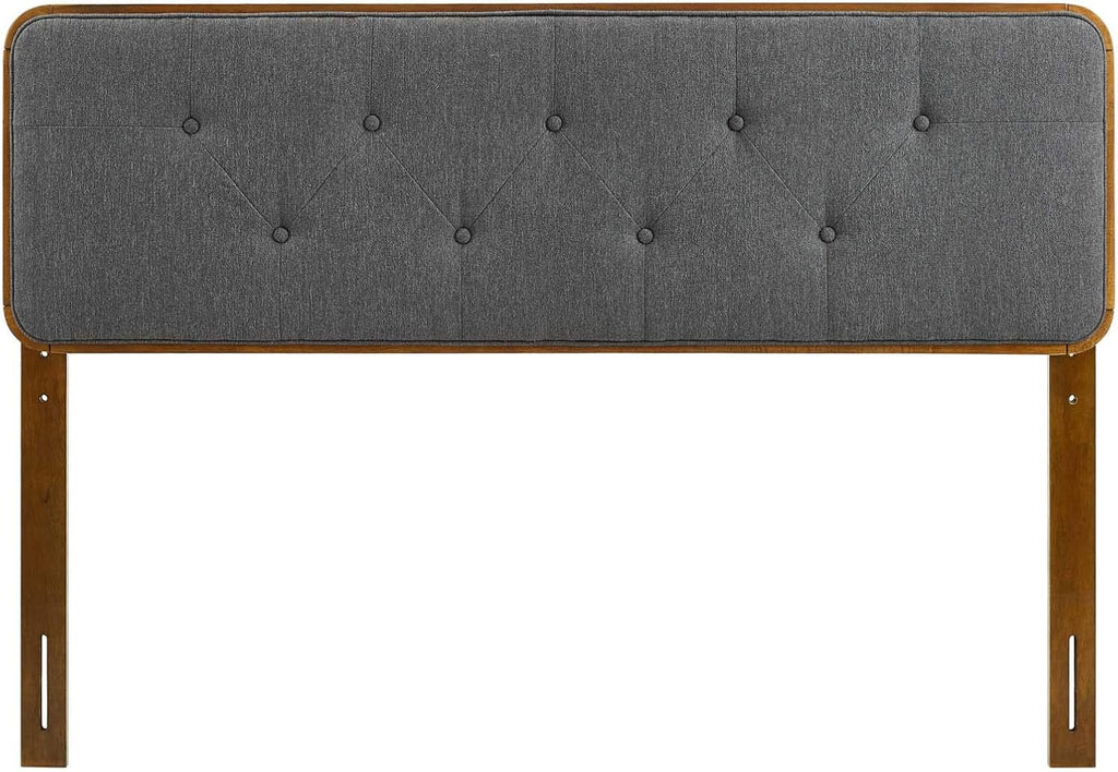 Modway MOD-6234-WAL-CHA Collins Tufted Queen Fabric and Wood Headboard, Walnut Charcoal