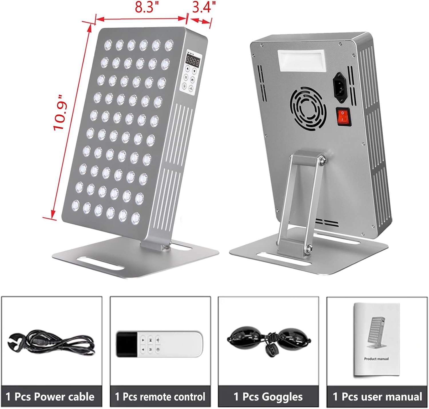 Red Light Therapy for Body 5 Wavelengths, Near Infrared Light Panel Therapy LED Light Face Panel, Desktop Small Home High Power Multi Wave Red Light Therapy Panel, 1-999Hz Adjustable Pulse