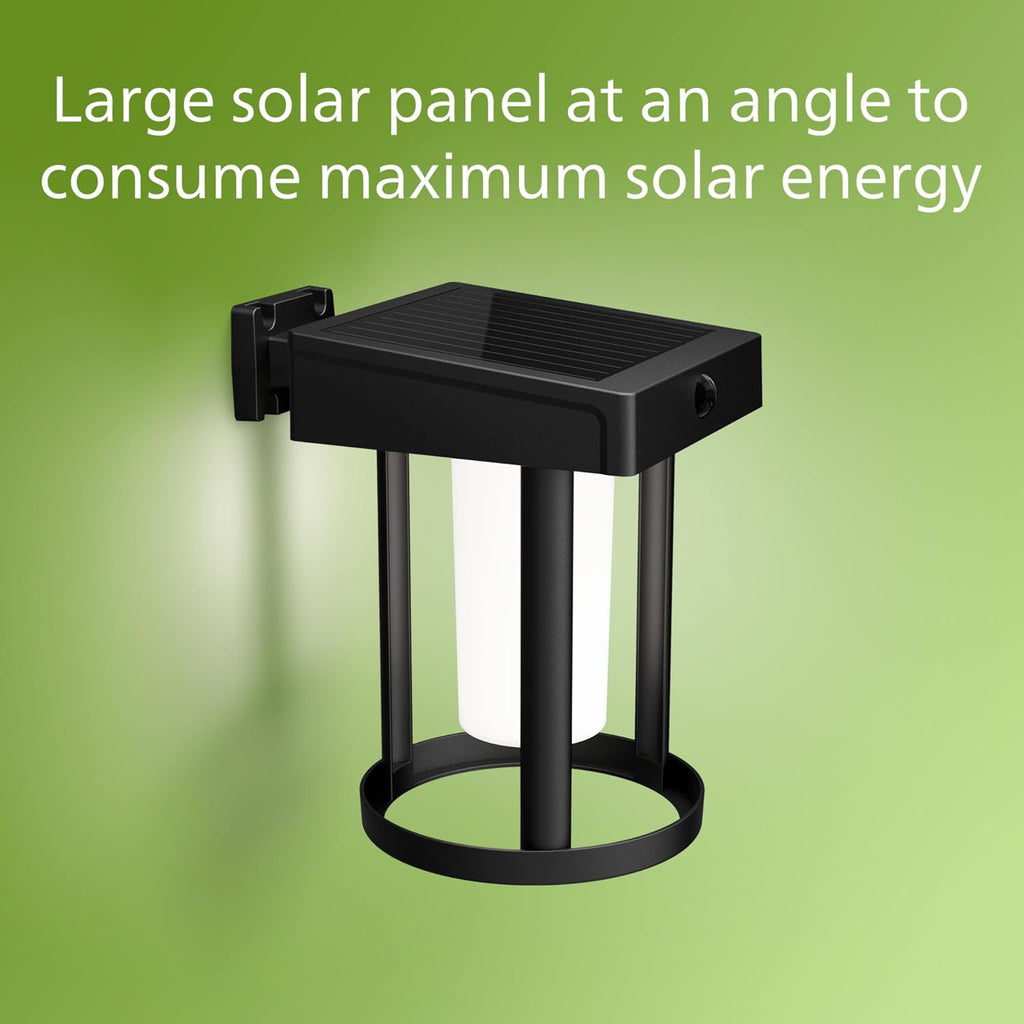 PHILIPS LED Ultra Efficient Solar Cylinder Black Wall Lantern Outdoor 2-Pack Bright White (3000K) 250/20 Lumen (3W = 25W) Weather Resistant
