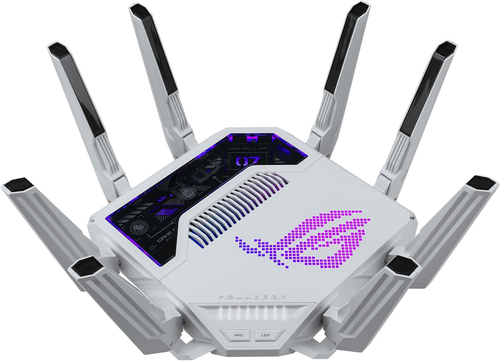 ASUS GT-BE19000AI Tri-Band WiFi 7 (802.11be) AI Gaming Router, 320MHz Bandwidth & 4096-QAM, MLO, Dual 10G Ports, AI Game Boost, Gaming Network, Aura RGB, AiMesh Support, Guest Network Pro