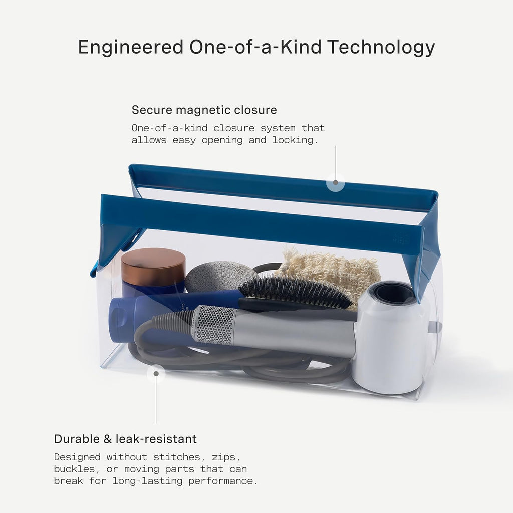 Cadence Parcel - Clear Kit with Magnetic Closure - Durable and Leak-Resistant Travel Toiletry Kit - Extra Large Cove Parcel