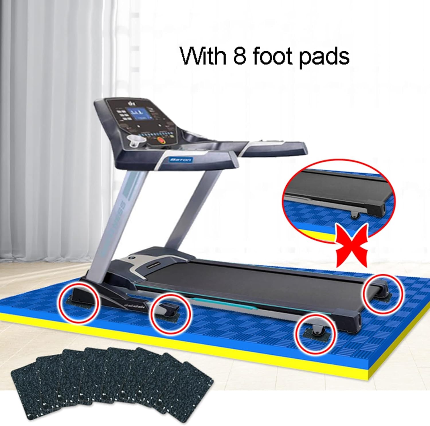 V3VOGUE Treadmill Mat, Heavy Duty Exercise Equipment Mat for Under Treadmill, Anto Fatigue Floor Mat, Indestructible Non-Slip Floor Thick Workout Gym Mat, Noise Reduction, Anto Vibration
