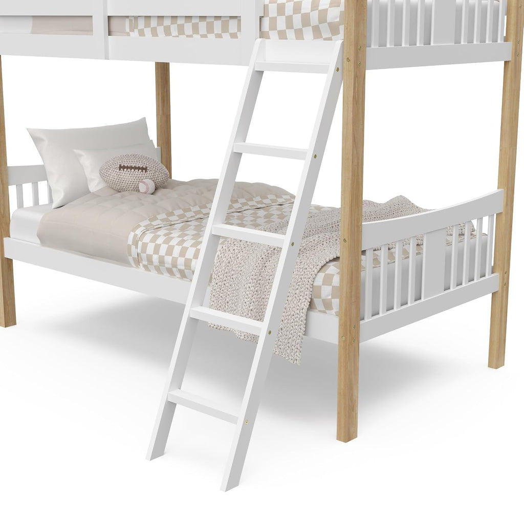 Storkcraft Caribou Bunk Bed Twin Over Twin Bunk Bed (White with Natural) - GREENGUARD Gold Certified, Converts to 2 Individual Beds