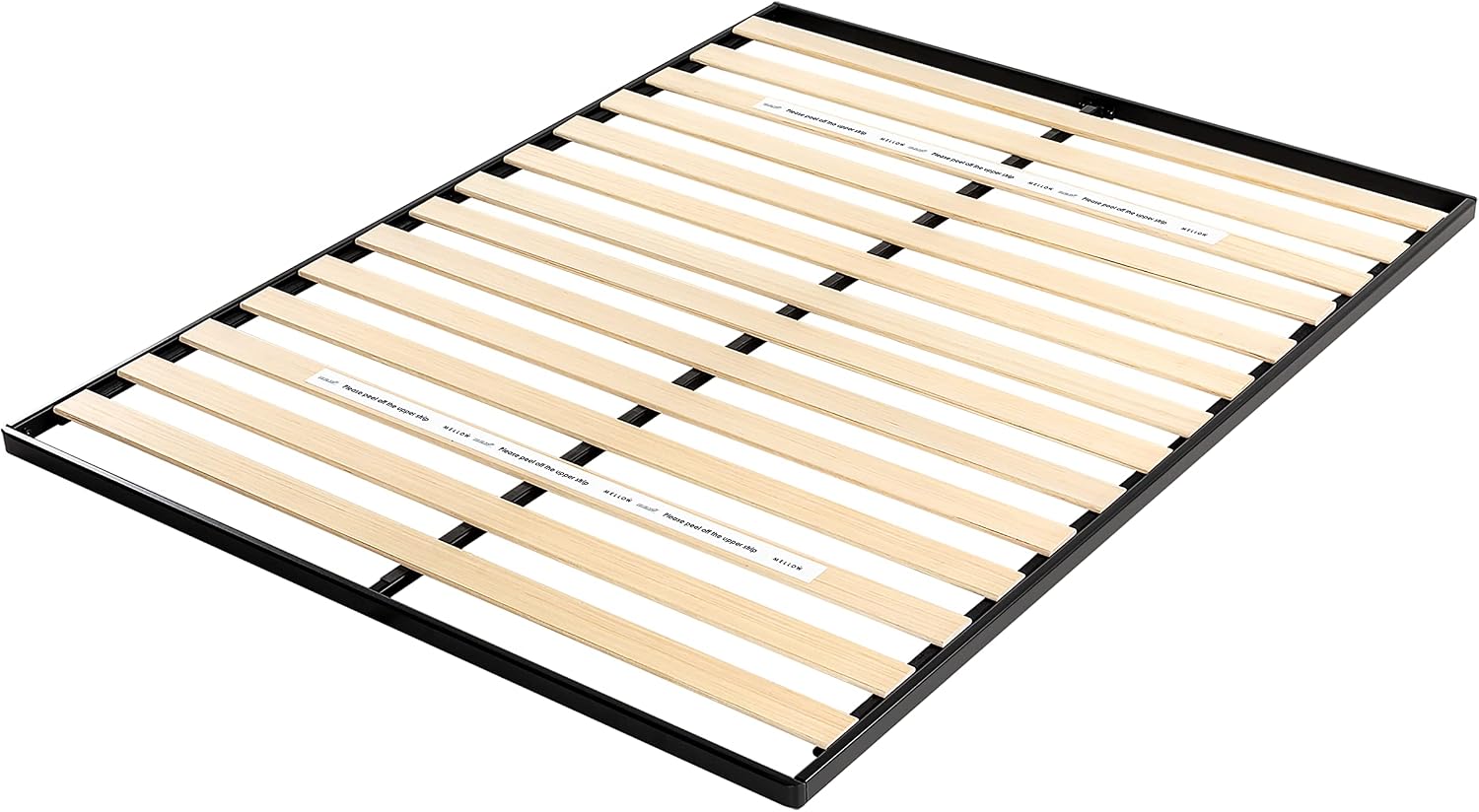 Mellow 1.6 Inch Metal Bunkie Board Mattress Support with Wood Slats for Bed Frames, Box Spring or Bed Slat Replacement, Easy Assembly, King, Black