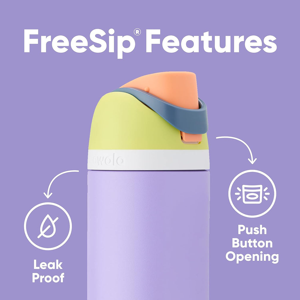 Owala FreeSip Insulated Stainless Steel Water Bottle with Straw, BPA-Free Sports Water Bottle, Great for Travel, 24 Oz, Boneyard (Pack of 6)