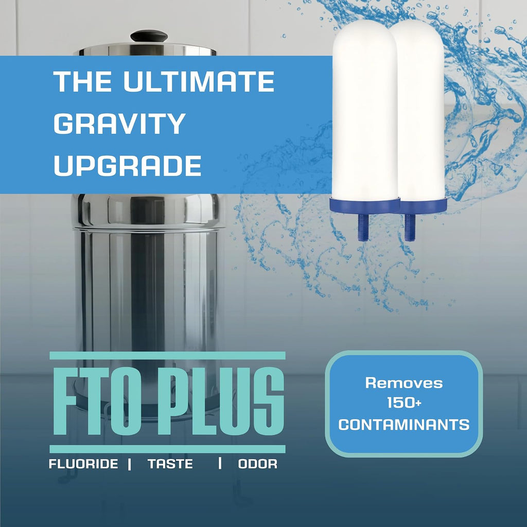 Coldstream FTO Plus Water Filter Cartridge (2 Pack) - Long-Lasting Berkey® Filter Replacement, Waterdrop Filter Replacement - Reduces Lead, Fluoride, Viruses, and Microplastics