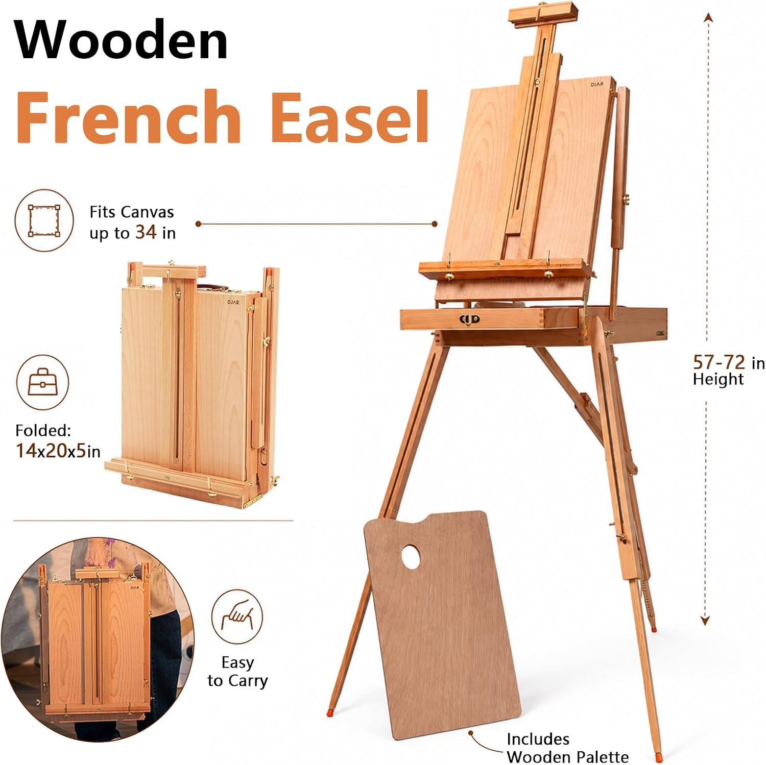 DJAR 169Pcs Art Painting Kit with French Easel, 96 Acrylic, Watercolor & Oil Paint Set, Professional All-in-One Complete Art Supplies Painting Set for Adults, Artists, Beginners