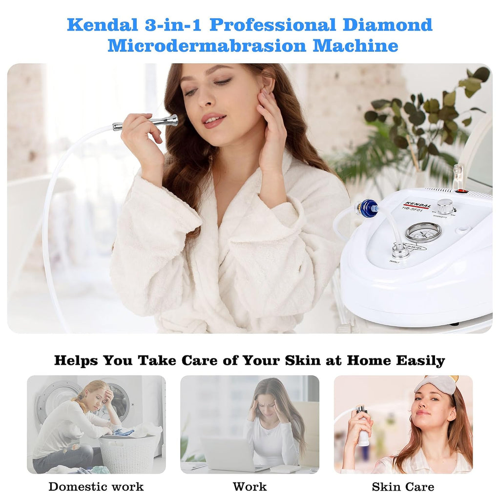 Diamond Microdermabrasion Machine, Kendal Professional Dermabrasion Facial Spray Skin Care Device, Vacuum Blackhead Removal and Spray Moisturizer, Esthetician Supplies, Also for Home Skin Care