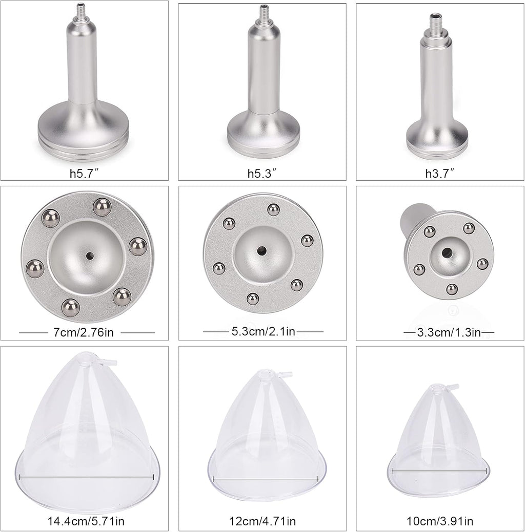 Vacuum Therapy Cupping Machine with 30 Cups and 3 Metal Gua Sha Handles for Salon SPA, Body, Back, Face Massage Care