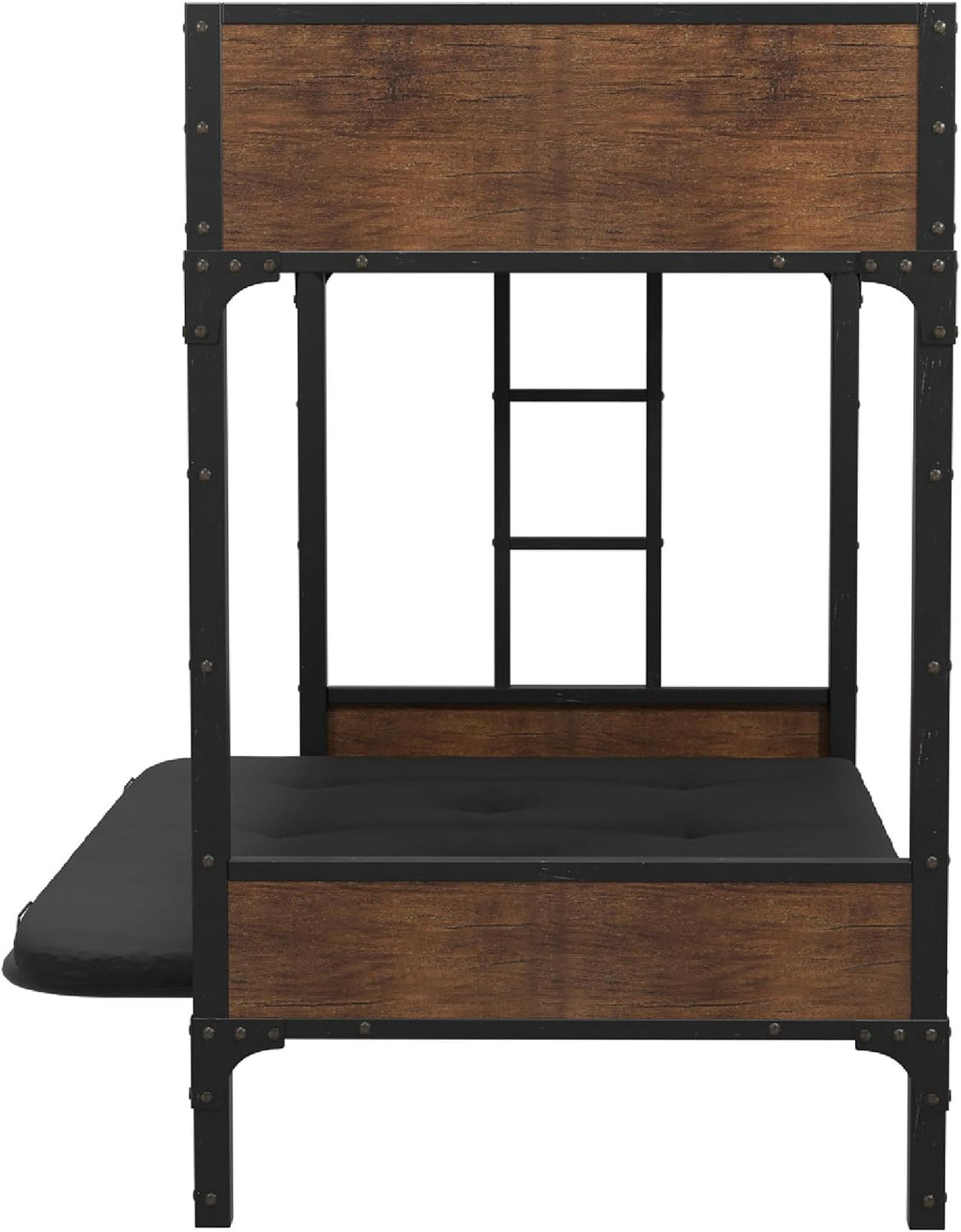 Furniture of America Baron Metal Twin Over Futon Bunk Bed in Black