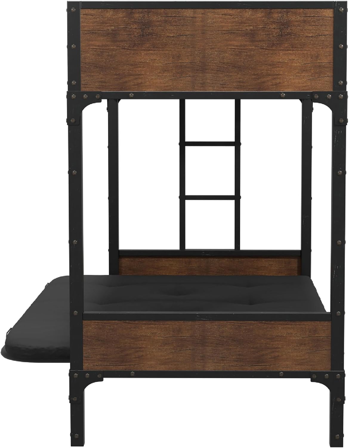 Furniture of America Baron Metal Twin Over Futon Bunk Bed in Black