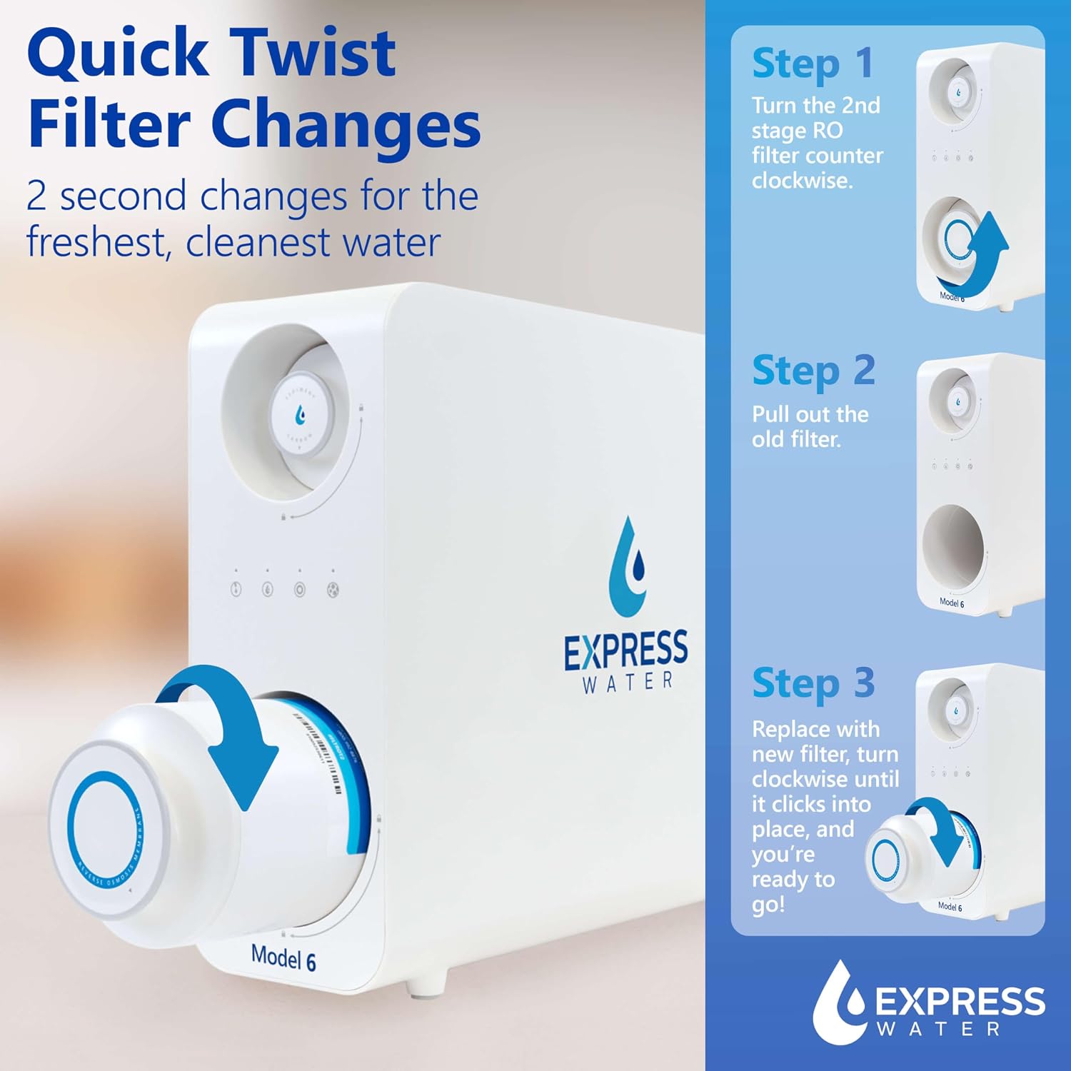 Express Water 2nd Stage Replacement RO Membrane for Model 6 Tankless Reverse Osmosis System ROT600MBN
