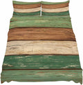 Farmhouse Dark Sage Green Brown Cal King Sheet Set 4 Piece Bedding - Vintage Wooden Striped Breathable Comfy Cooling Bed Sheets & Pillowcase Sets, Hotel Luxury Flat Sheets Deep Pockets Fitted Sheet