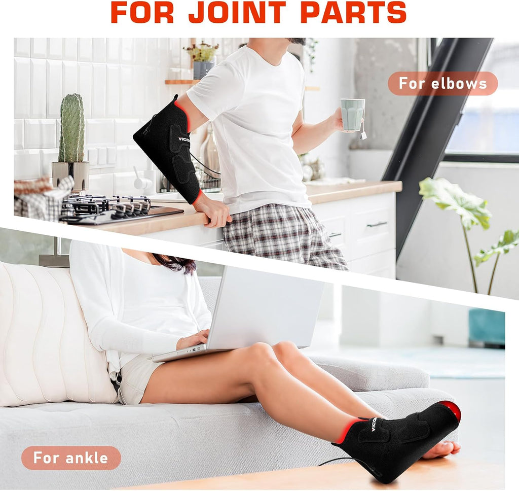 Viconor Red Light Therapy for Feet 2 Packs —Infrared Light Therapy Shoes Wraps Toes & Ankle, Led Near Infrared Light Boots, Controller Adjustable Power & Time