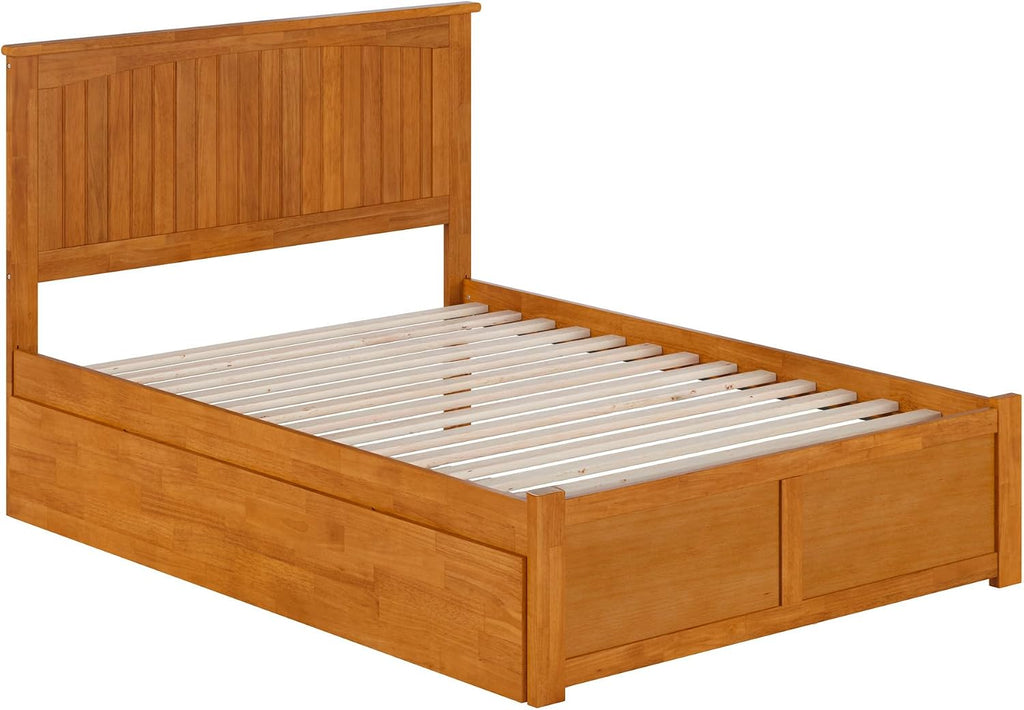 AFI, Nantucket Full Platform Bed with Footboard & Twin Trundle, Light Toffee