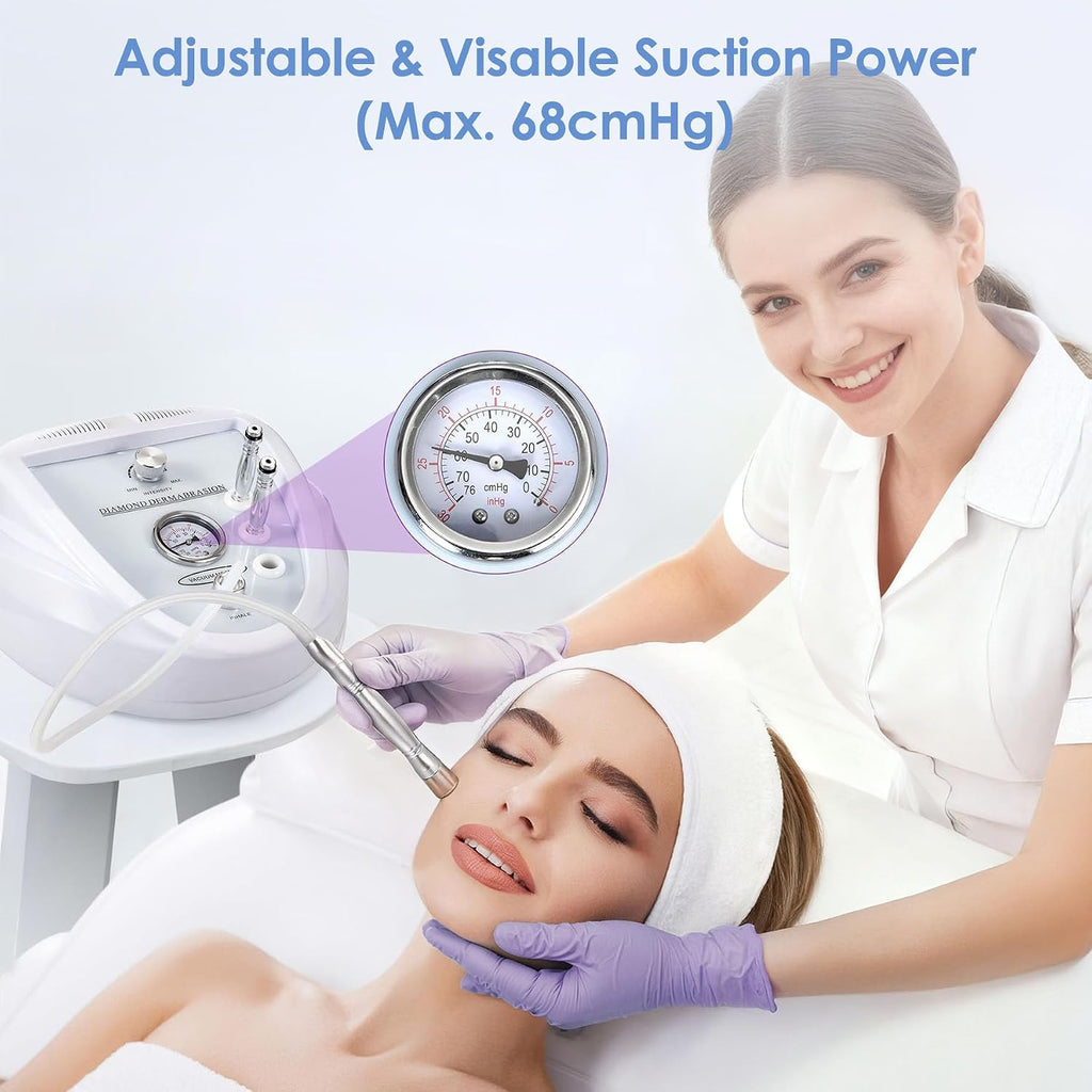 UNOISETION Diamond Microdermabrasion Machine Professional, Upgraded Adjustable 0-68cmHg Suction Power, Facial Dermabrasion for Exfoliation & Radiant Skin, Microdermabrasion Tool for Salon Skin Care