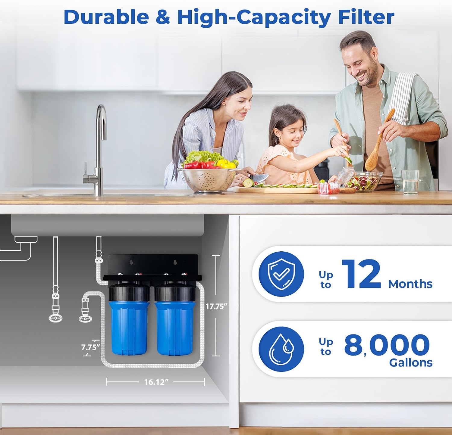 iSpring US21B-PF 2-Stage Under Sink Water Filter System, No Drilling Required, SGS-Tested to Removes up to 99% PFAS, Reduces Sediment, Chlorine, Taste & Odor, Up to 50,000 Gallons