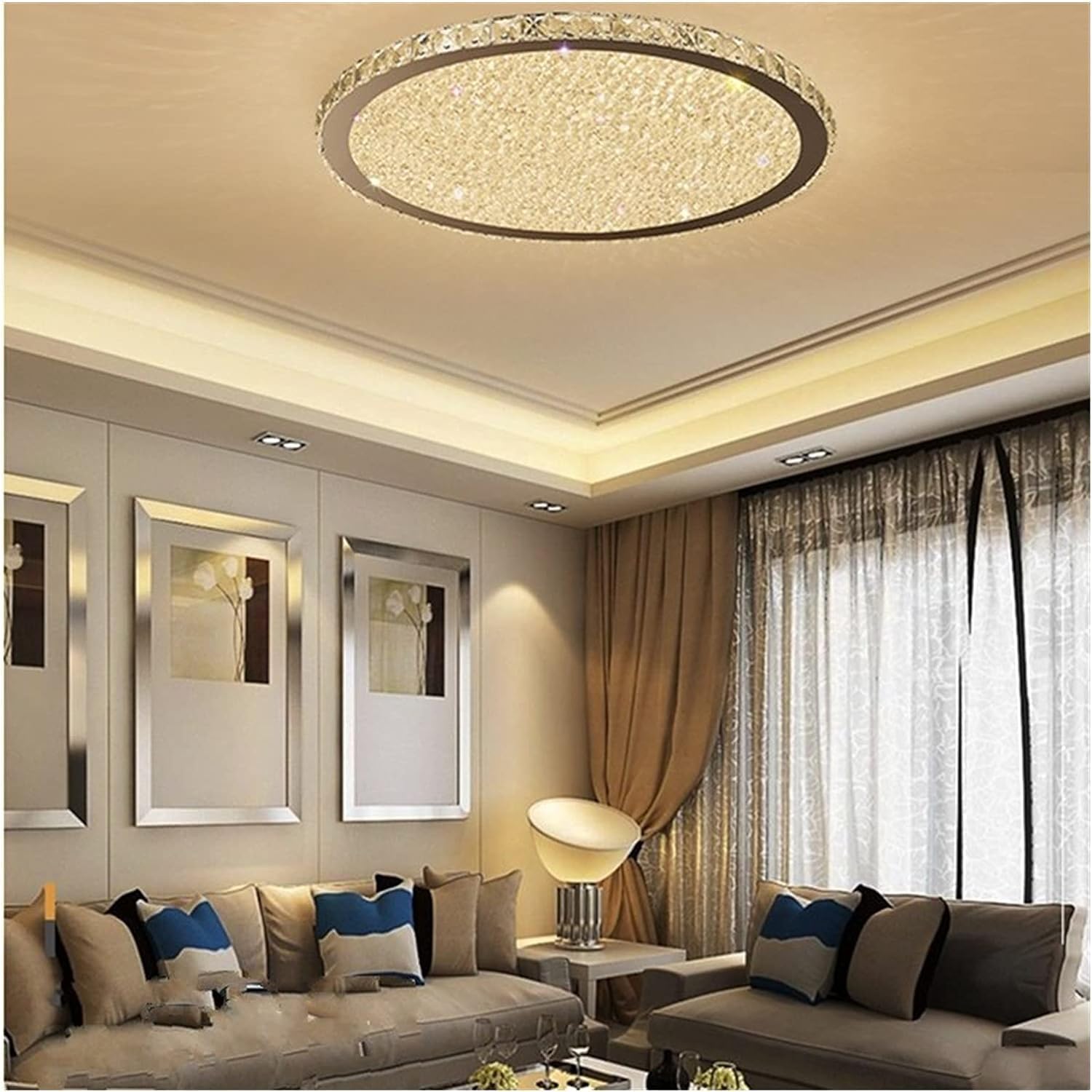 ShEraf LED Chandeliers, Modern Crystal Chandelier Lighting Lustre Cristal Circular Square Chandeliers Ceiling Lustres De Cristal Luminarias,Modern Decor