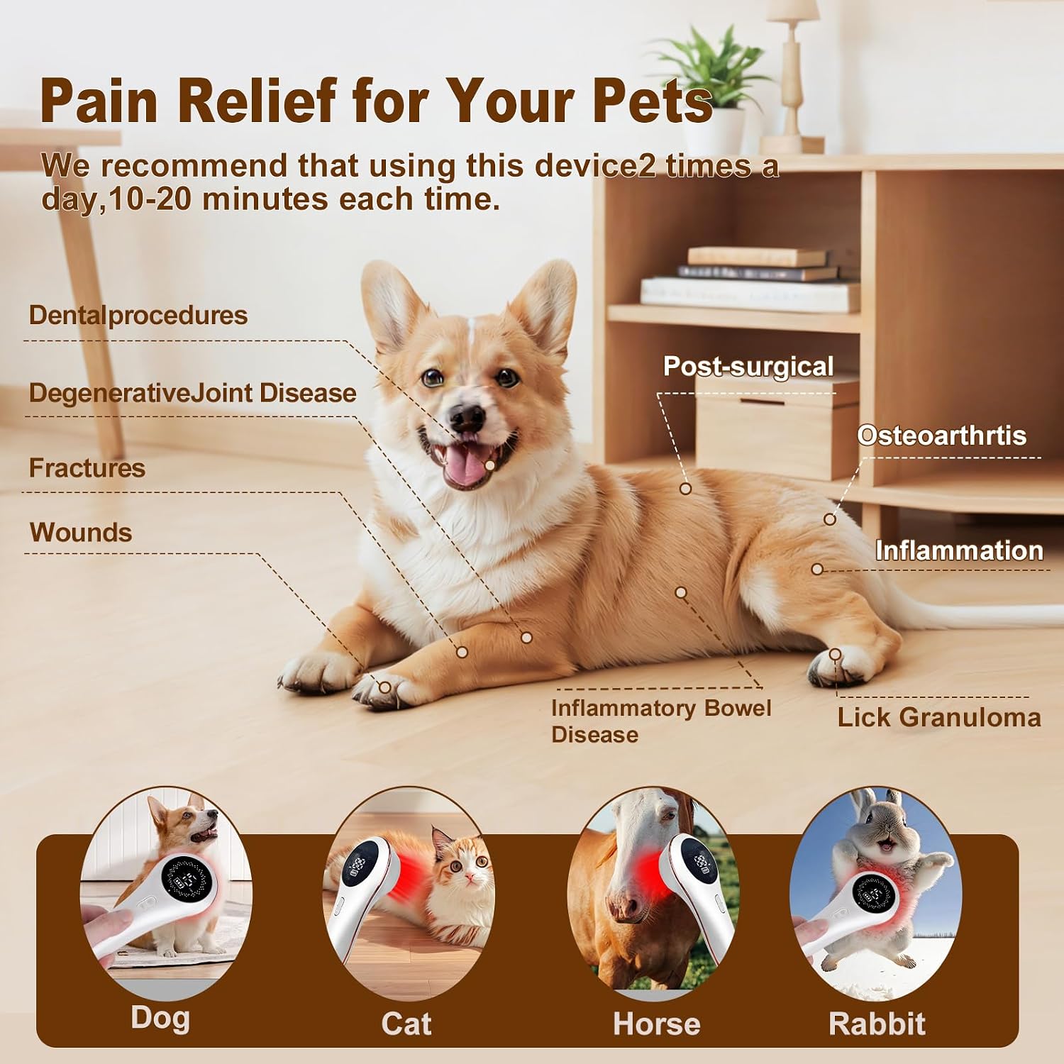 LLLT Cold Laser Therapy Device, Handheld Red Light Therapy for Dogs Cats Pets, Arthritis Human/Pet Pain Relief, Muscle & Joint Healing for Daily Home Use