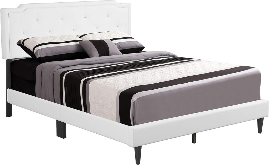 Glory Furniture Deb Upholstered Bed, Full, White
