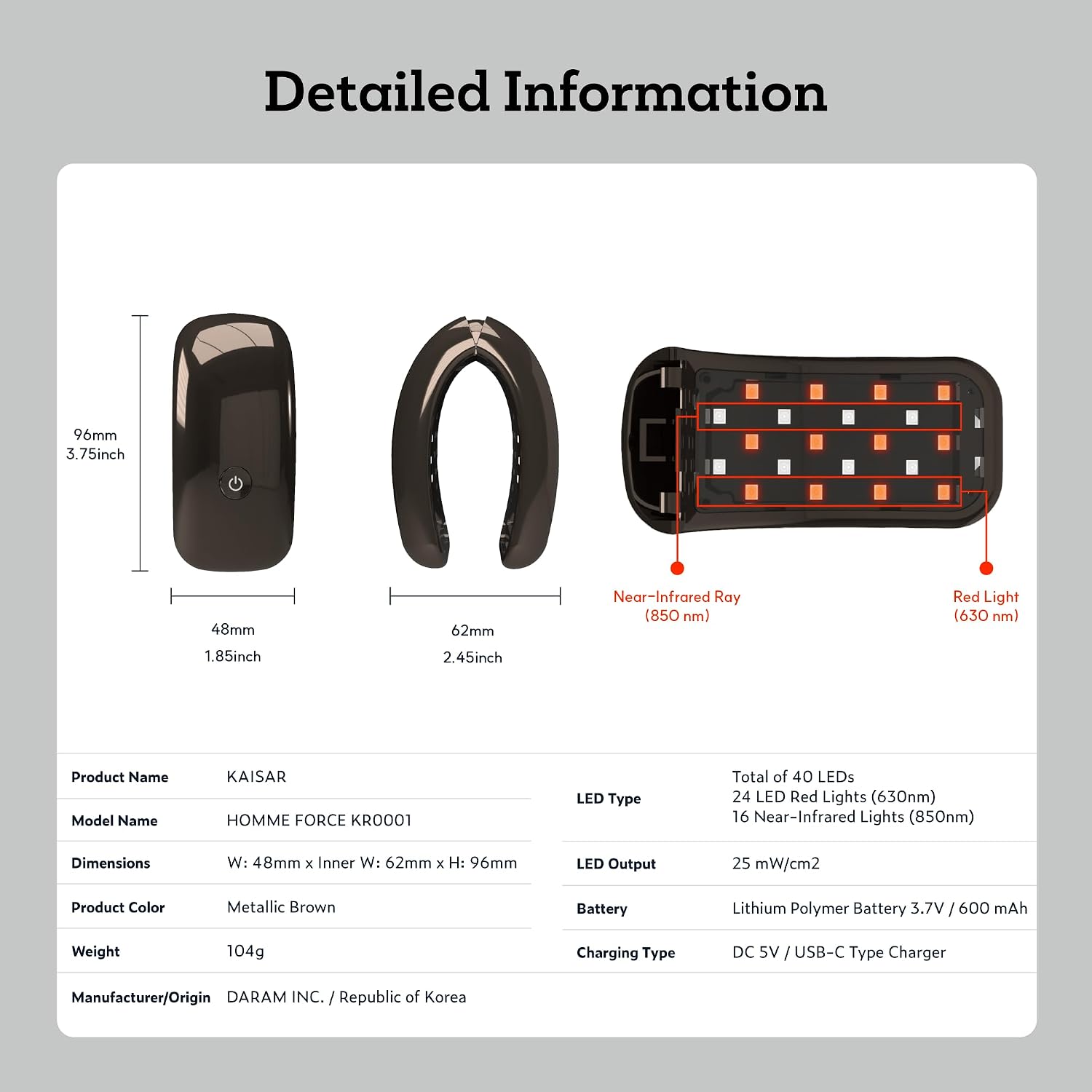 KAISAR Portable Wireless Infrared & Red Light Therapy Device for Male Urinary Care