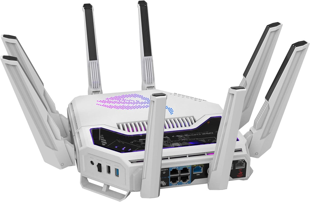 ASUS GT-BE19000AI Tri-Band WiFi 7 (802.11be) AI Gaming Router, 320MHz Bandwidth & 4096-QAM, MLO, Dual 10G Ports, AI Game Boost, Gaming Network, Aura RGB, AiMesh Support, Guest Network Pro