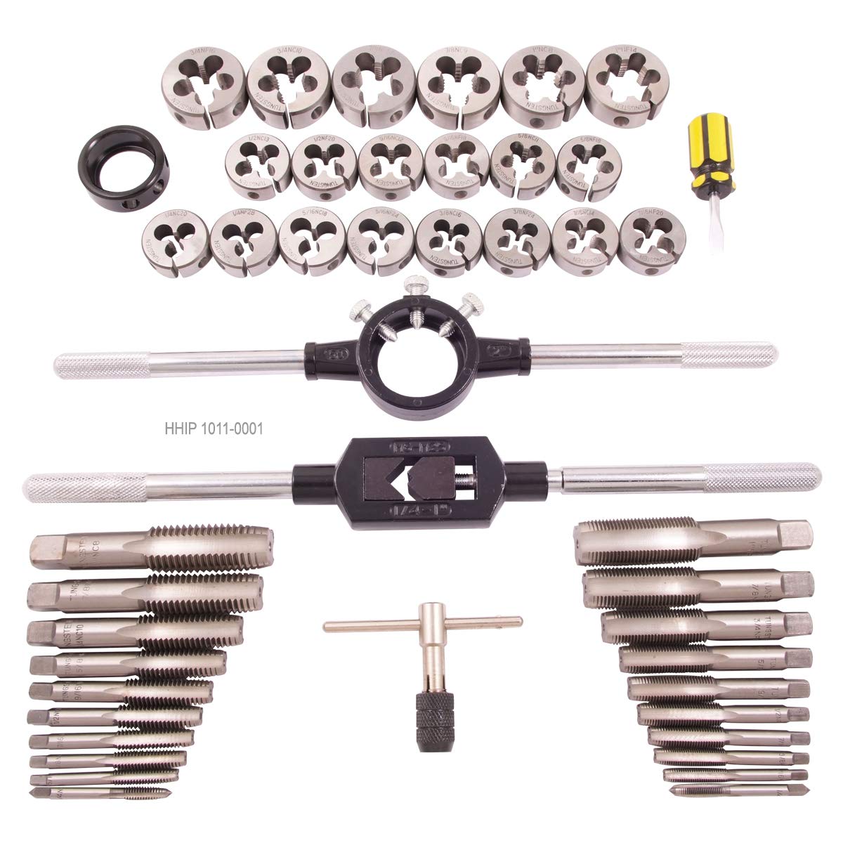 HHIP 1011-0001 45 Piece Tap & Die Set, 1/4-1 Inch - Tungsten
