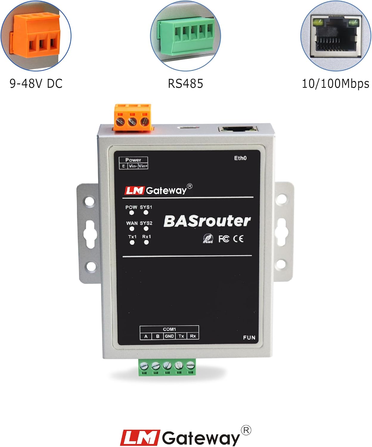 LM 101-B BACnet Router for Building Support, BACnet MS/TP to BACnet IP, 10/100 Ethernet with Auto-Negotiation and Auto-MDIX, Support for BBMD