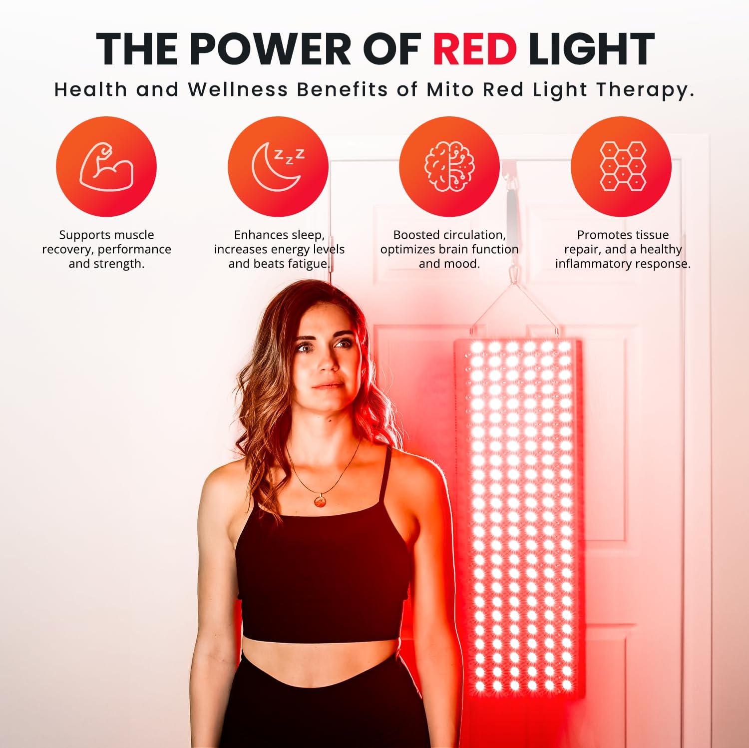 Mito Red Light - MitoMEGA 2.0 Red Light Panel - Red Light Therapy for Face and Neck – Red Light Therapy Panel - Red Light & Near Infrared Red Light Therapy - At-Home Red Light Therapy for Body