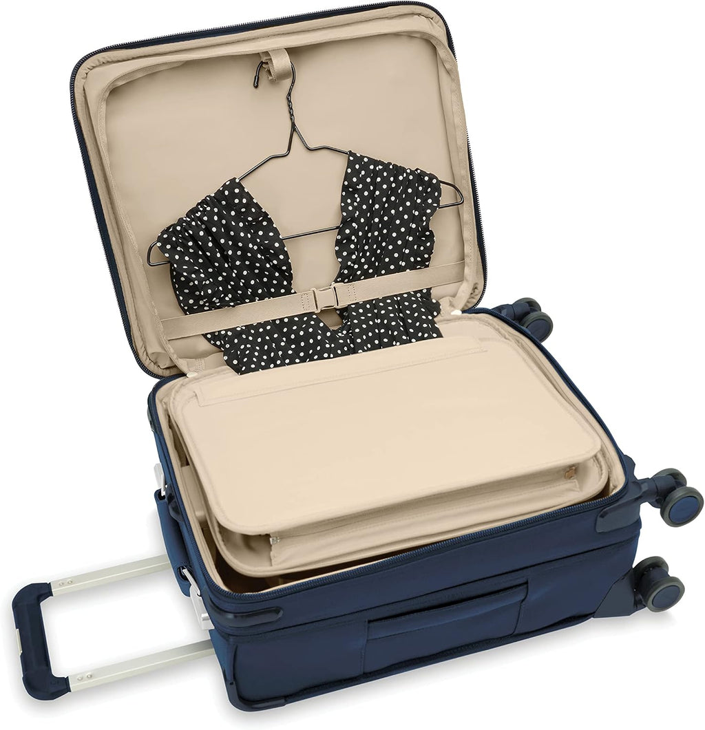 Briggs & Riley Global 21' Carry On Expandable Spinner - Luggage for International Travel, Suitcases with Wheels, Softside Rolling Bag for Men & Women, Self-Repairing Zipper - Baseline Collection, Navy