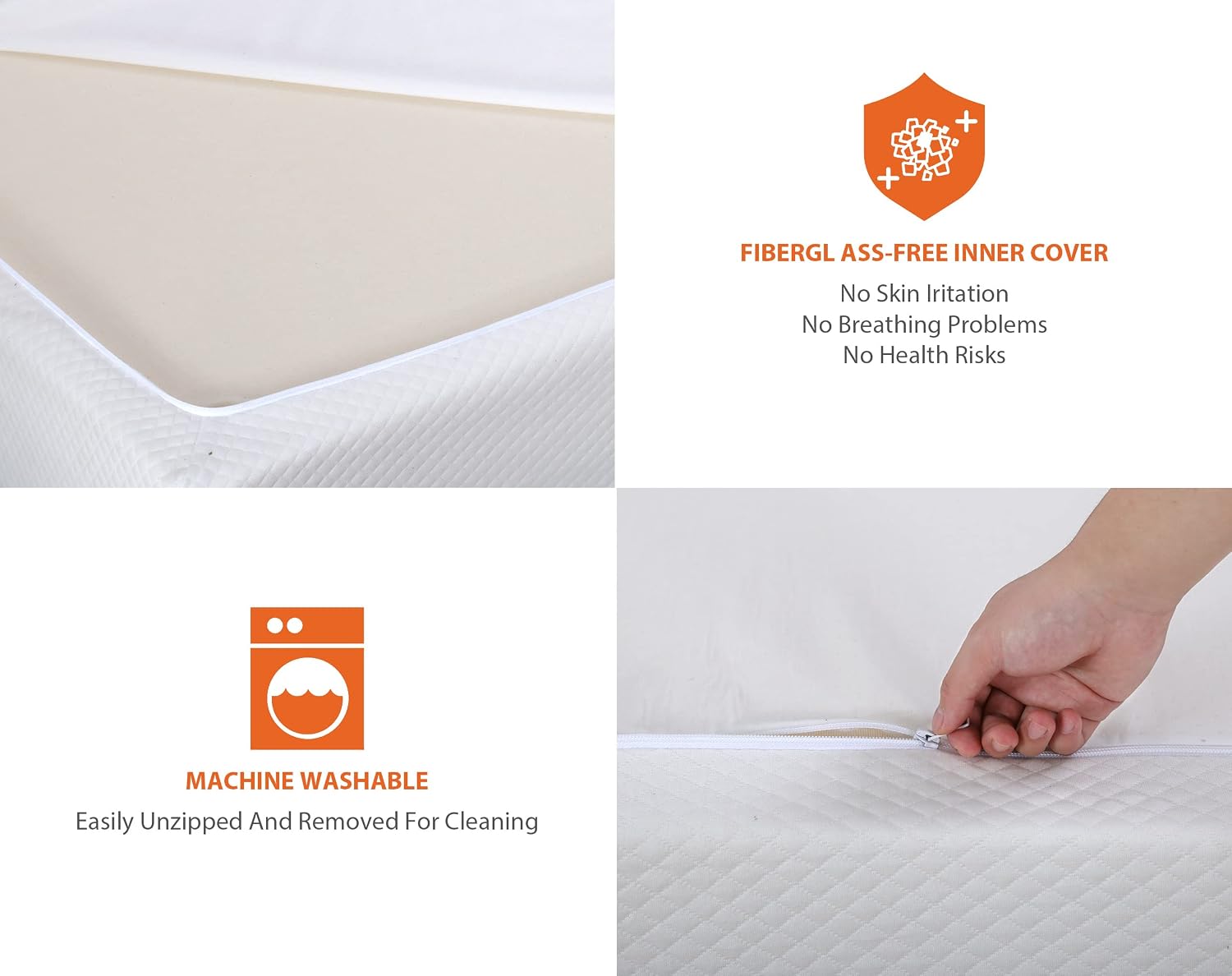 MKDLUFEI 6 Inch Full Size Memory Foam Mattress, Medium Firm, White, Gel Top, Breathable, Pressure Relief