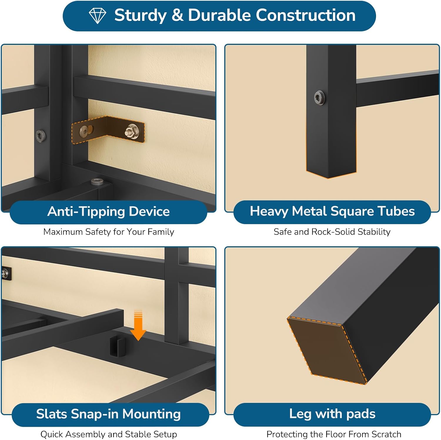 Twin Loft Bed with L-Shaped Desk, 7 Storage Drawers, Metal Loft Bed Twin Size with LED Lights and Charging Station, Storage Shelf and Pegboard, Safety Guardrail and Ladder, No Box Spring Needed, Black