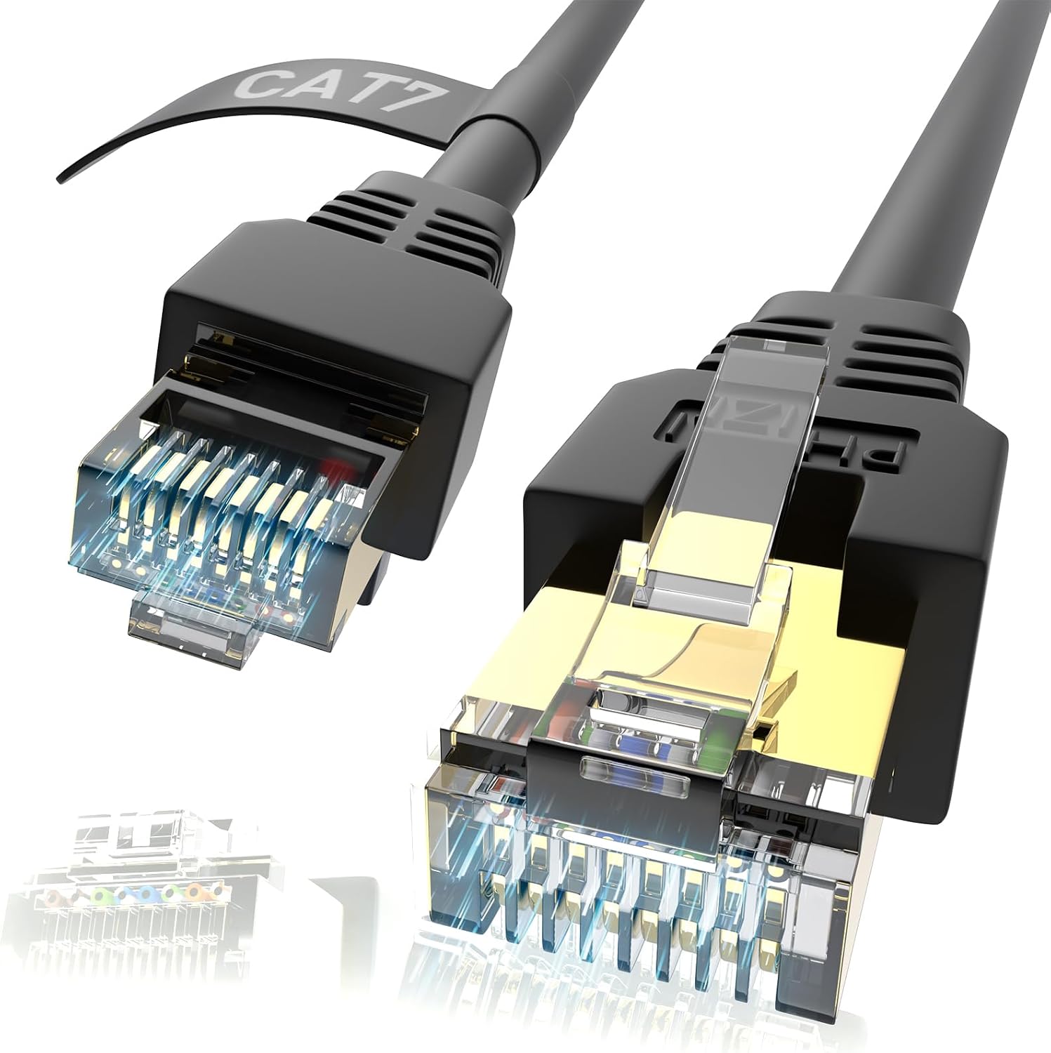 Long Ethernet Cable 400ft, Heavy Duty Outdoor Cat7 3Ft 15Ft 25Ft 50Ft 100Ft 150Ft 200Ft 300Ft 400Ft Shielded Grounded UV Resistant Waterproof Buried-able Network Cord Compatible for Ca6/Cat5/Cat5e