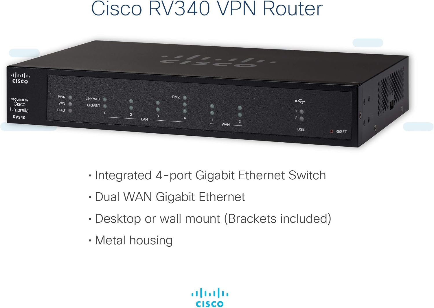 Cisco RV340-K9-NA RV340 Dual WAN Gigabit Router (Renewed)