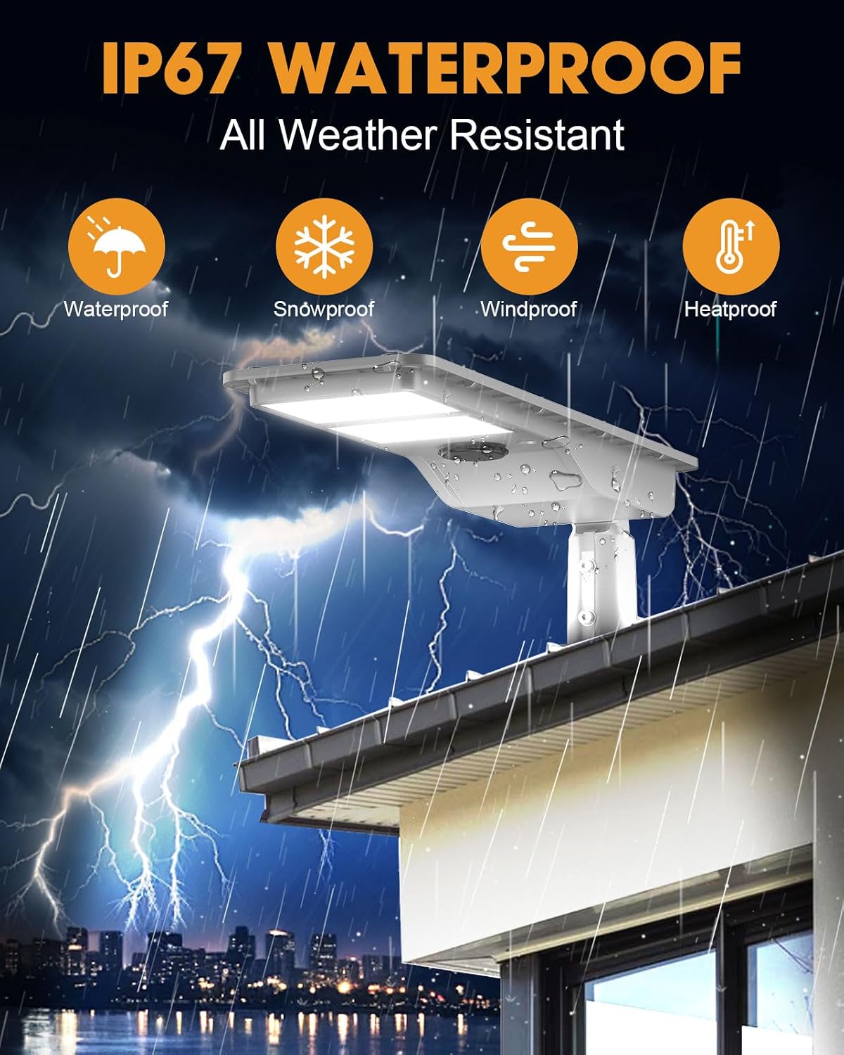 10000W Solar Street Lights Outdoor Waterproof - 3000 Sq.Ft Super Bright Motion Sensor Flood Light Dusk to Dawn & 40,000mAh LiFePO4 Battery, LED Security Lights for Parking Lot/Yard/Garage/Barn