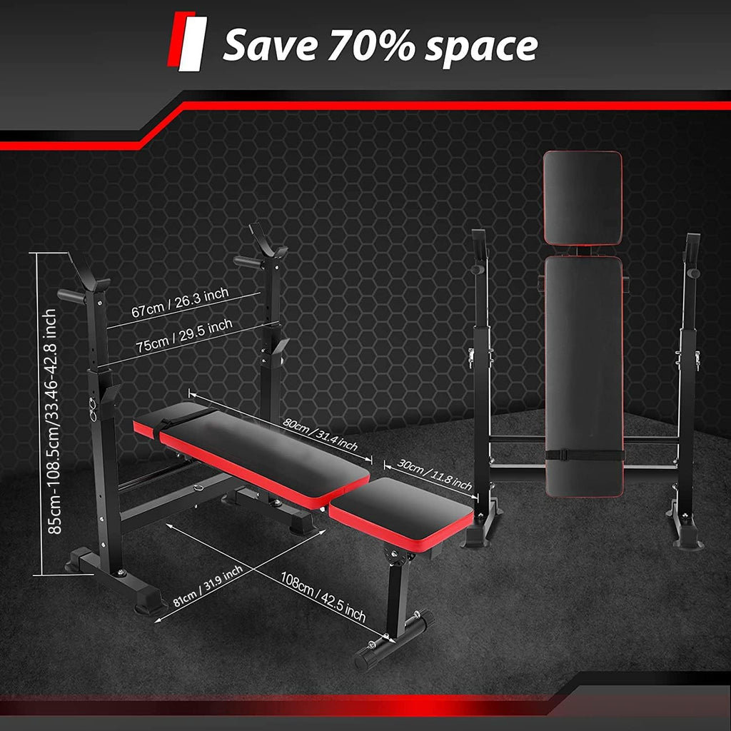 OPPSDECOR 600LBS 6 in 1 Weight Bench Set, Adjustable Bench Press Set and Squat Rack, Foldable Workout Benches for Home Gym, Incline Decline Flat Sit Up Strength Training Bench
