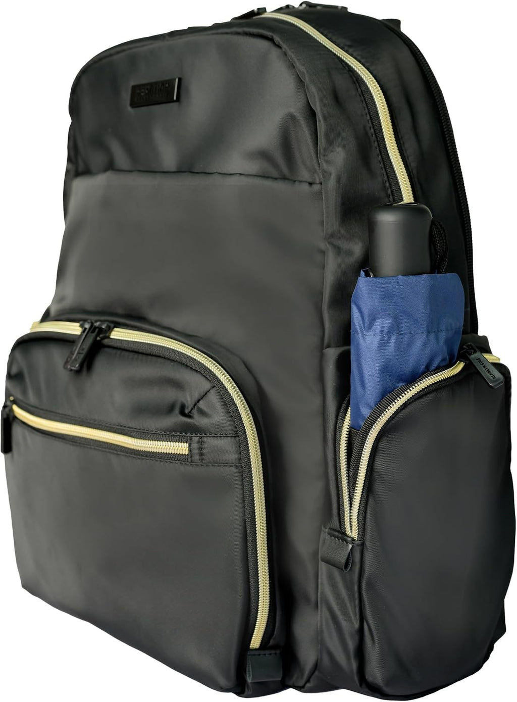 Kenneth Cole REACTION Sophie Women's Silky Nylon 15' Laptop & Tablet Anti-Theft RFID Travel Backpack Bag, Black With 20' Carry-On