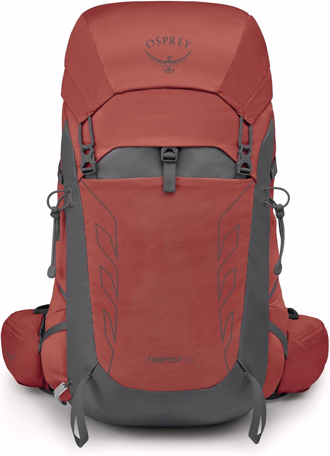 Osprey Tempest 33L Women's Lightweight Hiking Backpack - Daypack for Travel & Camping, Red Pampas/Coal Grey, Extended Fit