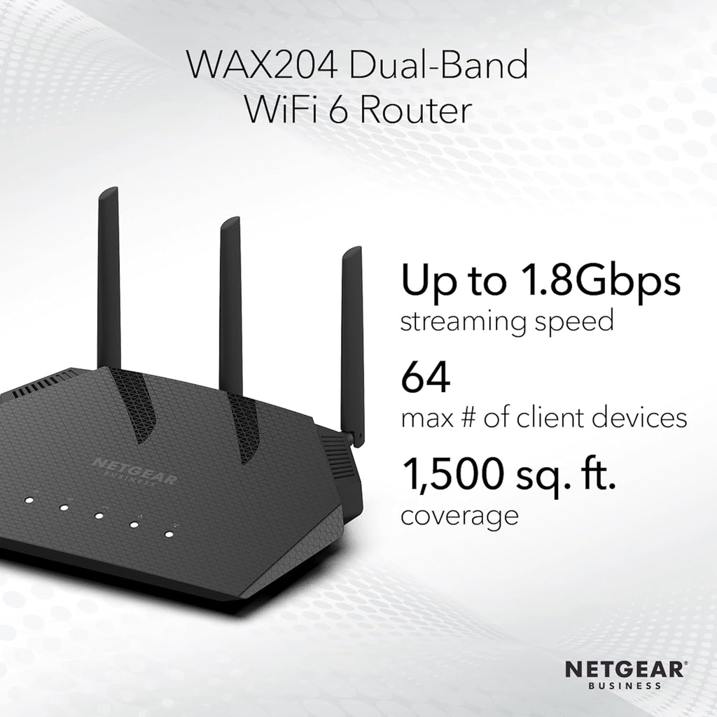 NETGEAR 4-Stream WiFi 6 Dual-Band Gigabit Router (WAX204) – AX1800 Wireless Speed (Up to 1.8 Gbps) | Coverage up to 1,500 sq. ft, 40 Devices