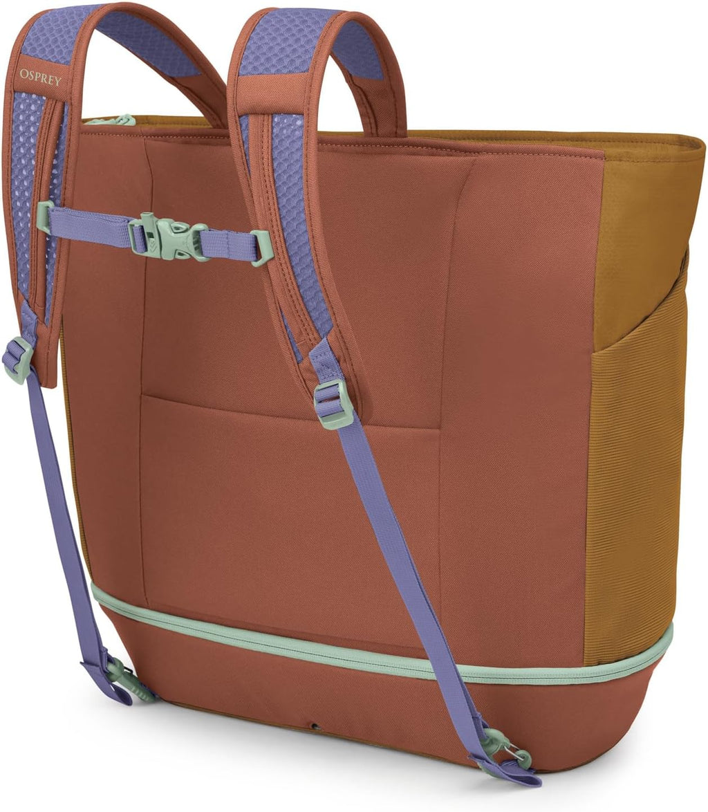 Osprey Daylite Large Tote Weekend Pack - Shoulder or Backpack Carry with Laptop Sleeve & Shoe Compartment, Barley Brown/Multi