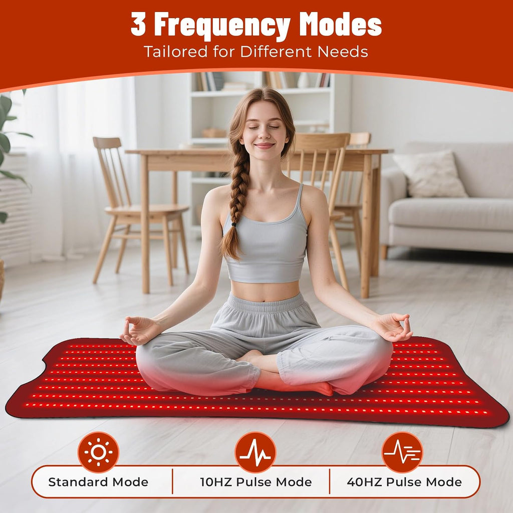 Red Light Therapy Mat for Body, Red Light Therapy Pad with Controller, 540pcs 2 in 1 LEDs (660nm & 850nm), Adjustable Timer & Intensity, Premium Leather