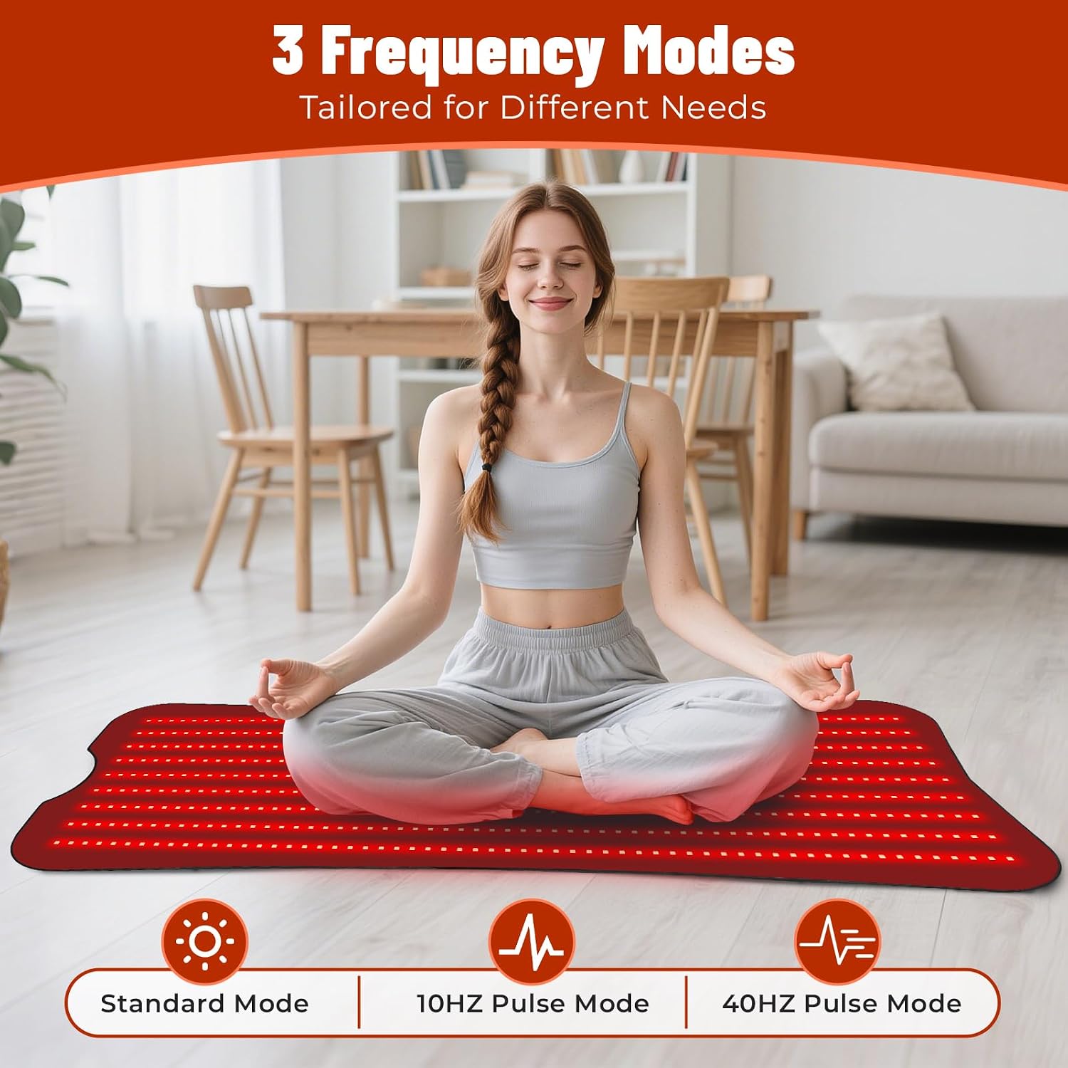 Red Light Therapy Mat for Body, Red Light Therapy Pad with Controller, 540pcs 2 in 1 LEDs (660nm & 850nm), Adjustable Timer & Intensity, Premium Leather