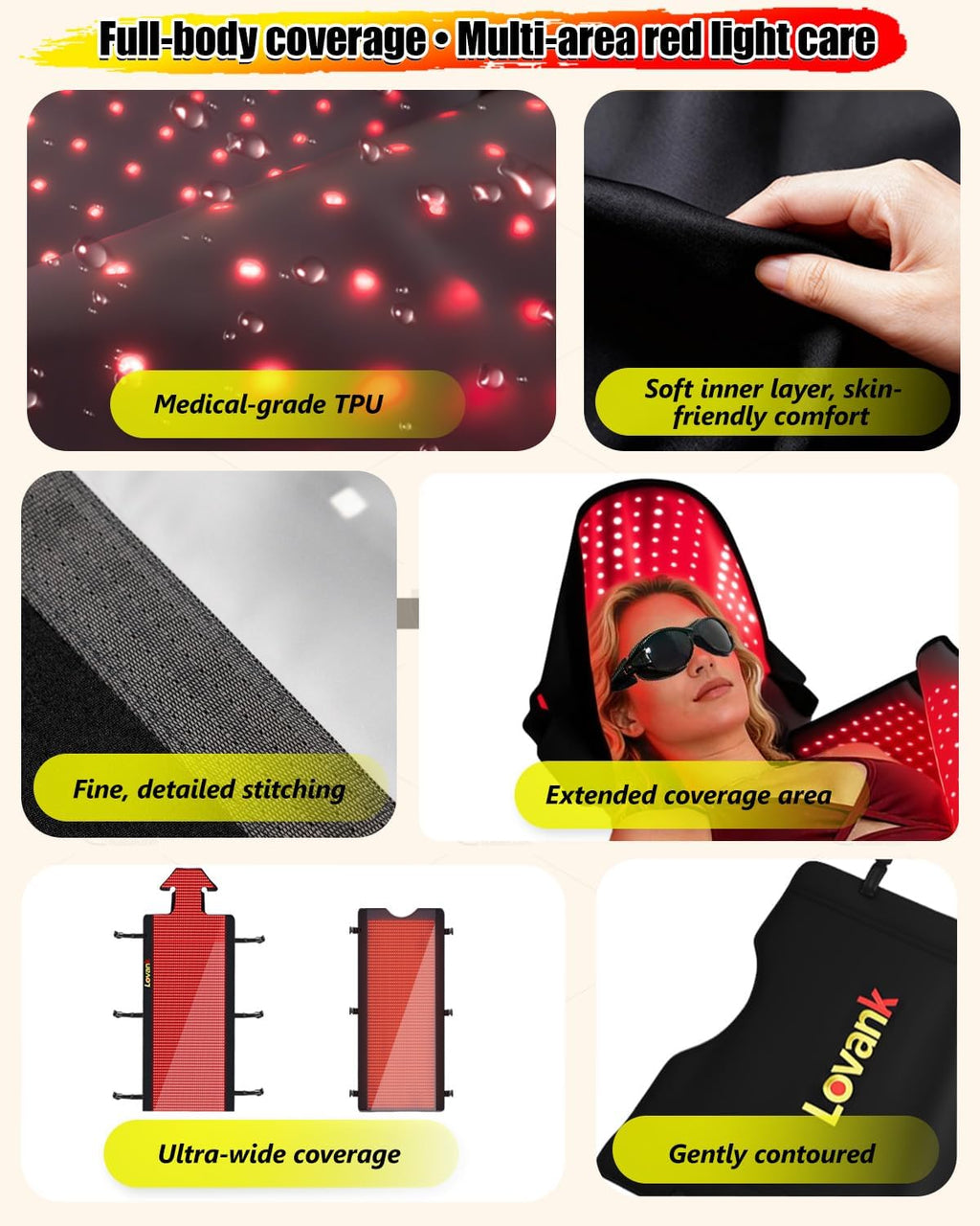 Red Light Therapy Mat for Full Body — 81'x33' Infrared Red Light Mat with 2,710 (660nm & 850nm) LEDs for Home Use