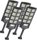 200W Solar Street Lights - Outdoor Waterproof, 12000LM LED Solar Parking Lot Lights with Dusk to Dawn, Wide Angle Motion Sensor and Remote Control (4 Pack)